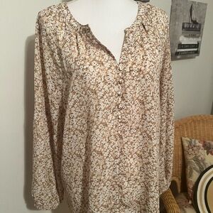 LOFT Beige Floral Blouse